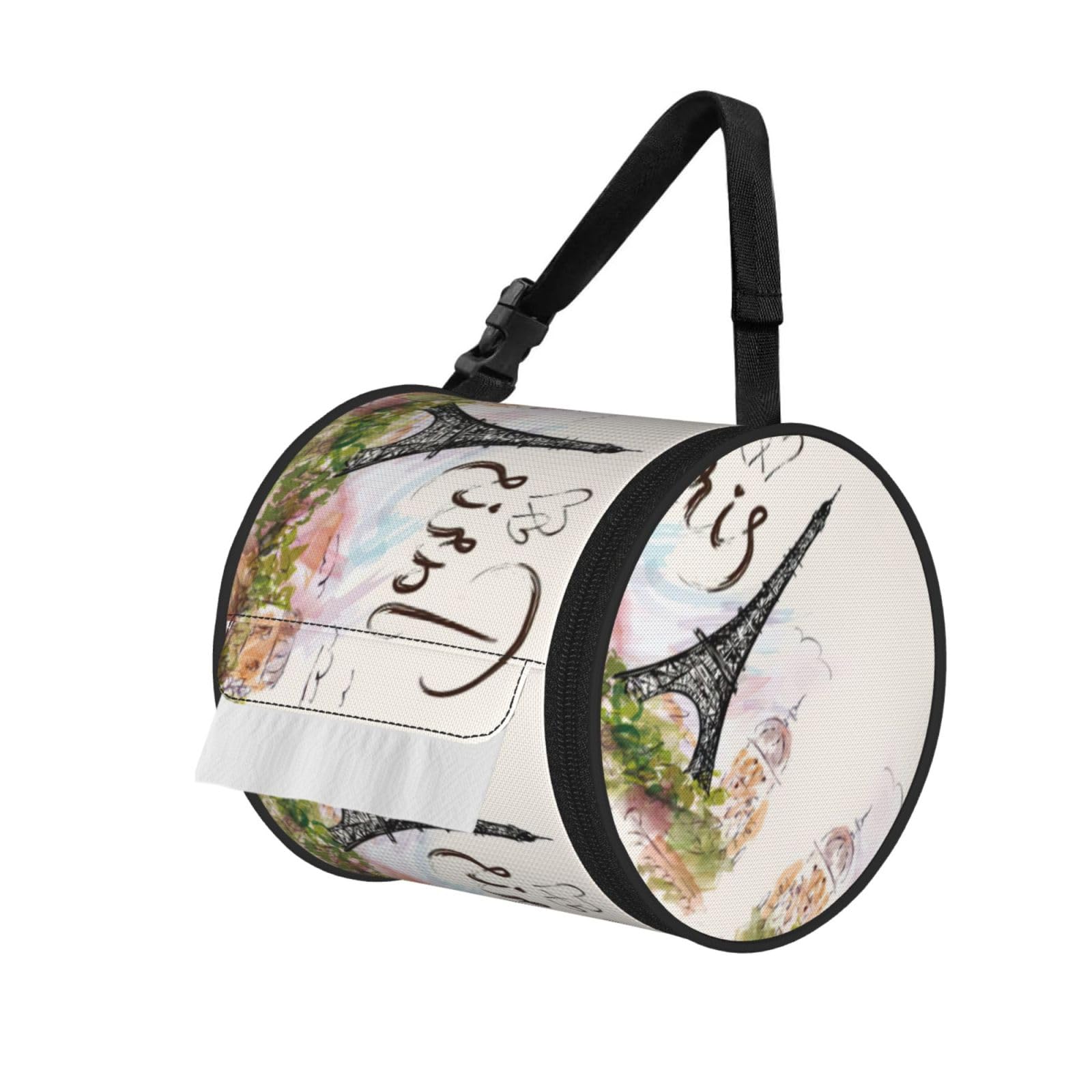 Eiffel Tower Print Fashion Tissues Organizer Box, Hanging Tissue Holder For Purse Coins For Car Office Daily Outing