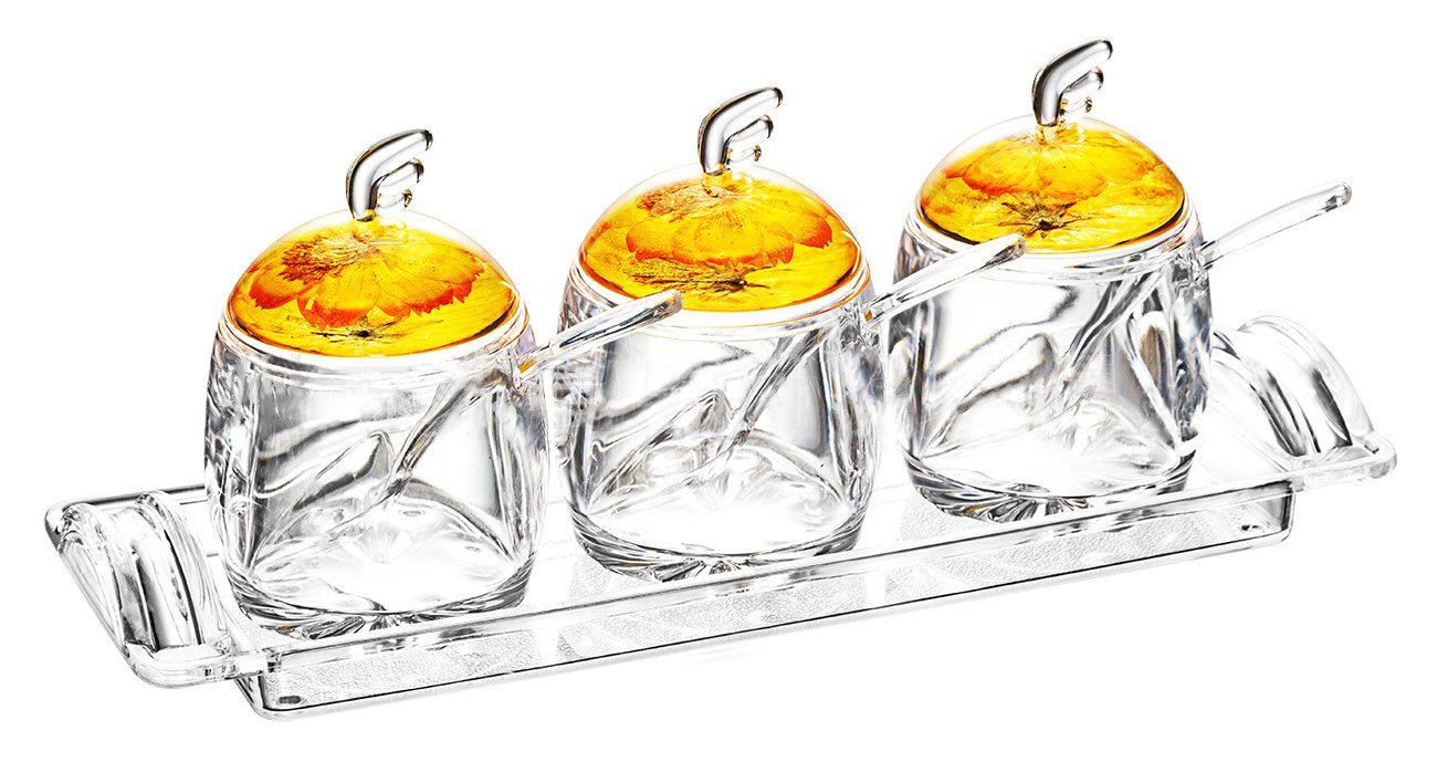 FOLOBEFOLOBE Premium Quality Clear Acrylic condiment set spice box with spoon seasoning salt pepper spice cans kitchen accessories Jam Bottles