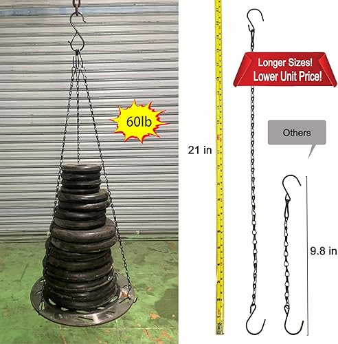 Miniatura 5 de Cadena colgante ajustable con ganchos, 21 pulgadas, color negro, paquete de 10 unidades resistentes para colgar luces de crecimiento, corona de