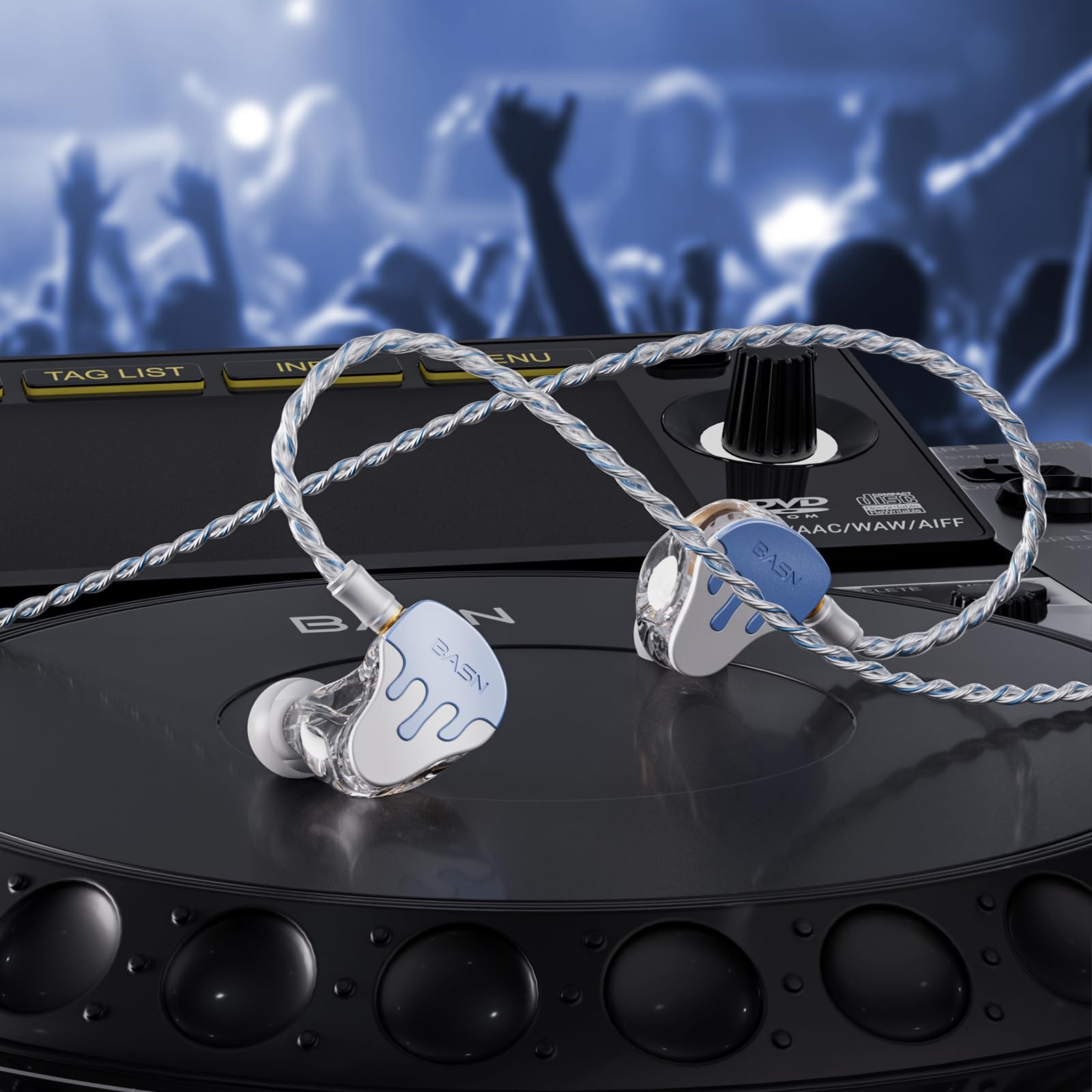 BASN BmasterX 6 driver Hybrid in-ear monitor con isolamento acustico per musicisti, palcoscenico e studio, IEM HiFi professionale, cavo OFC placcato argento a 4 core staccabile e custodia antiurto