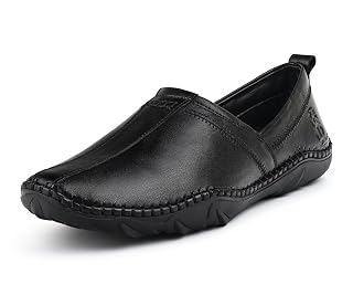LOUIS STITCH Men’s Ethnic Slip On Mojaris | Black Genuine Leather Stylish Nagra Juti for Men | Lightweight and Comfortable Stylish Stitched Jutis and Mojaris for Kurta Pajama | LSAXNGSTJB | UK-9
