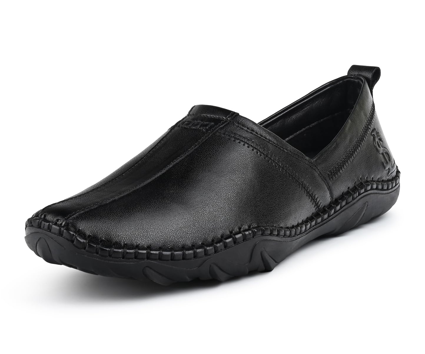 louis stitch Men’s Ethnic Slip On Mojaris | Black Genuine Leather Stylish Nagra Juti for Men | Lightweight and Comfortable Stylish Stitched Jutis and Mojaris for Kurta Pajama | LSAXNGSTJB-picture-17