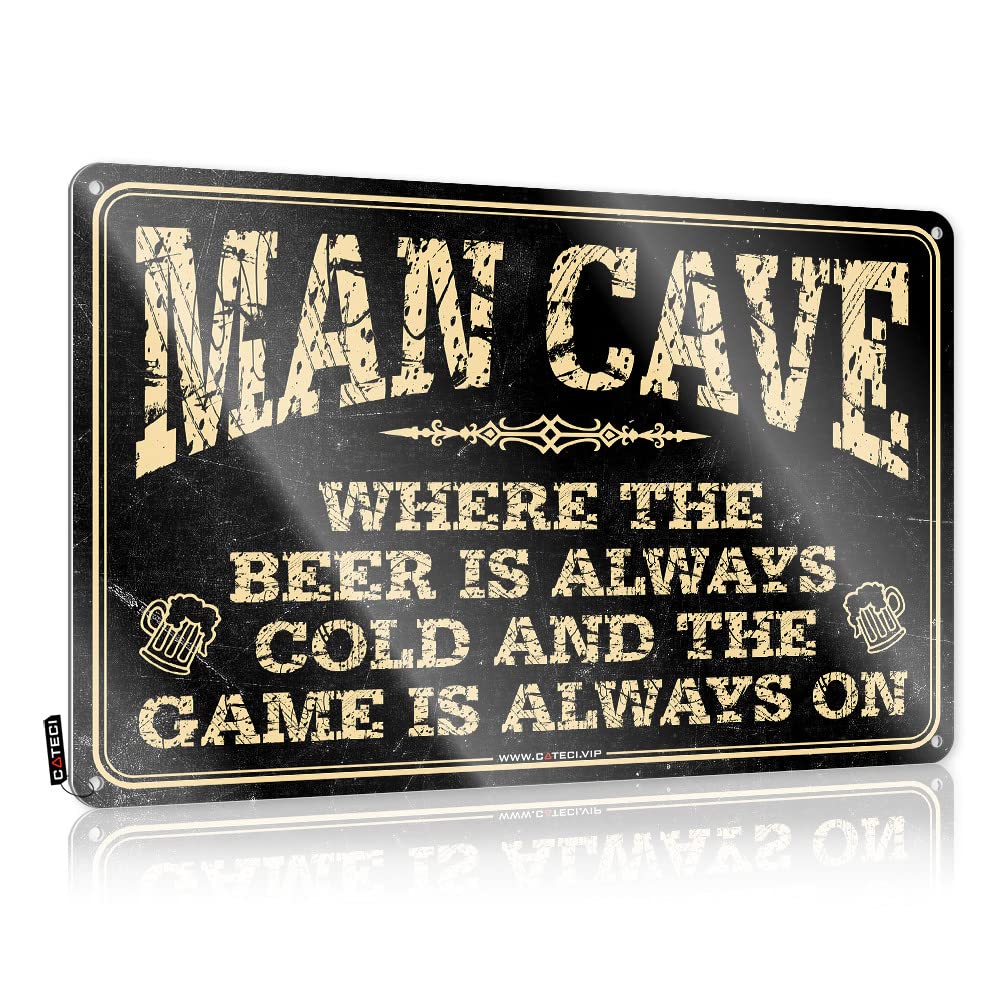 Décoration de chambre pour homme COTECI plaque métal Cave Rules 30x40cm