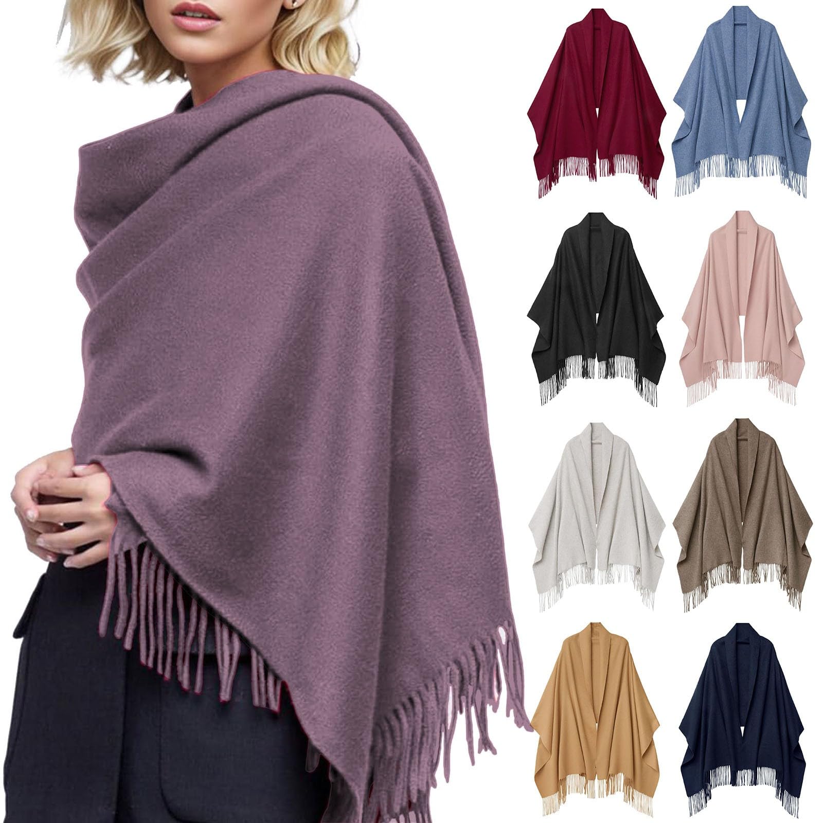 Écharpe en laine pour femme 203,2 x 68,6 cm écharpe femme coffret cadeau foulards et mouchoirs pashmina écharpe oversize hiver écharpe triangulaire femme jaune, bleu, Taille unique