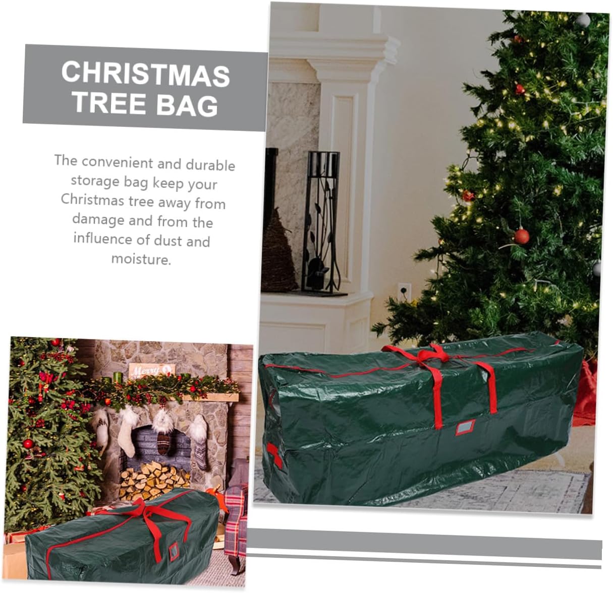 Artibetter Waterproof Large Christmas Tree Storage Bag with Handles 135x34x68cm Green Holiday Tree Pouch Household Organizer for Home Décor Storage