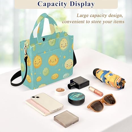 Amazon.com: KUEJOP Corduroy Tote Bag Cute Smiling Sun