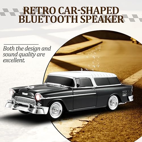 Miniatura 4 de Altavoz Bluetooth retro en forma de automóvil, calidad de sonido de alta definición, emparejamiento TWS, múltiples salidas de interfaz, altavoz
