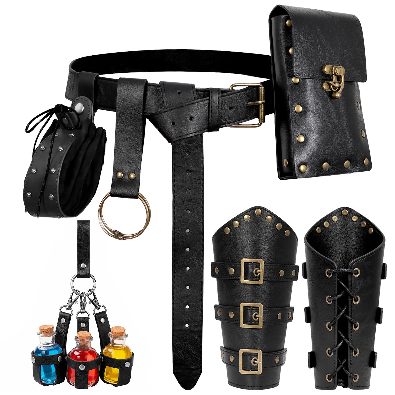Renaissance Belt Pouch Set Medieval Pirate Ren Faire Accessories