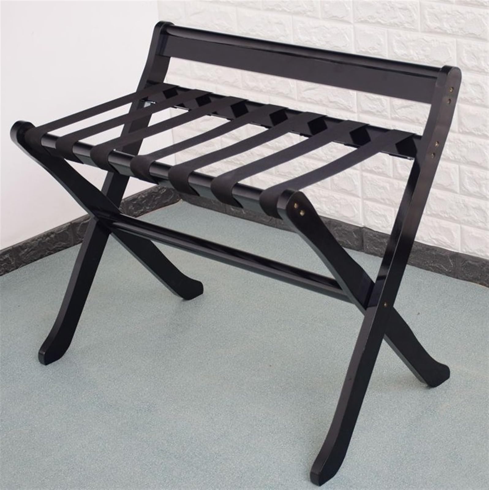 2-częściowy bagażnik Składany drewniany stojak do przechowywania bagażu Stojak na walizkę do pokoju gościnnego Stojak na walizkę(Black)