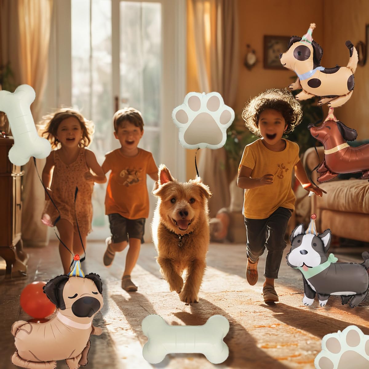 Lot de 4 ballons d'anniversaire sur le thème du chien – Ballons en aluminium motif chiot avec husky dalmatien carlin, teckel – Décorations d'anniversaire pour garçons et filles – Ballons pour premier Lot de 4 ballons d'anniversaire sur le thème du chien – Ballons en aluminium motif chiot avec husky dalmatien carlin, teckel – Décorations d'anniversaire pour garçons et filles – Ballons pour premier