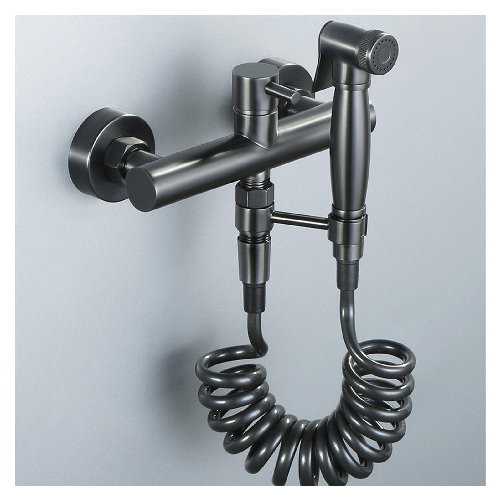Grifo bidet para WC gris pistola de diseño minimalista con mezcla de agua
