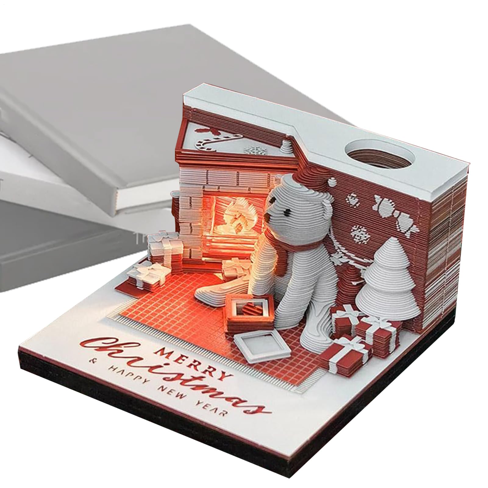 3D Kalender 2025 für das gesamte Jahr Haftnotizblock, 3D-Zeitstückkalender | Tischkalender für Schreibtisch, Schlafzimmer, Wohnzimmer, Büro, Heimdeko, , Nachttisch, Tischschmuck, Blickfang und Rau