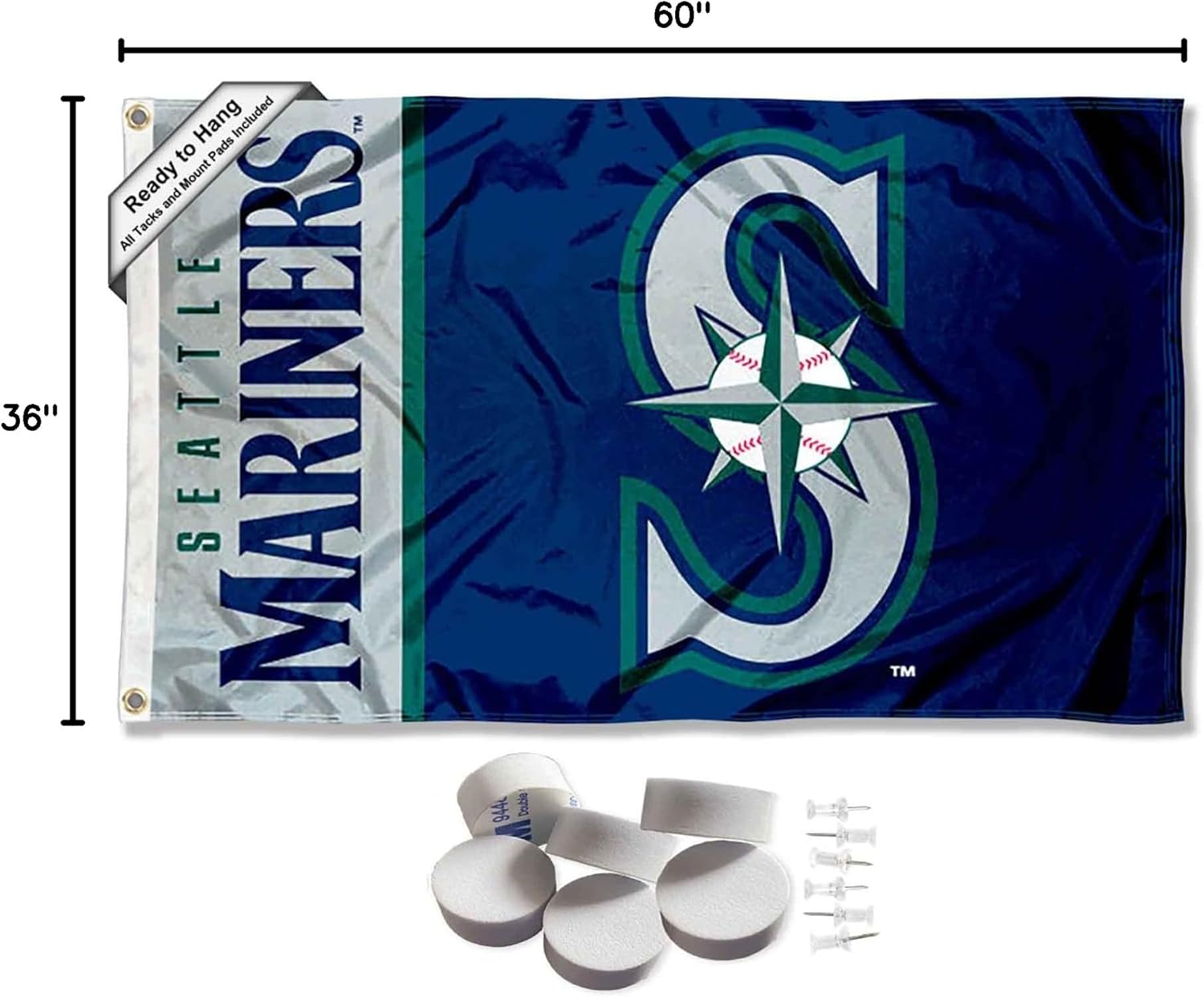 Seattle Mariners Logo Banner and Tapestry Wall Tack Pads - Image 6