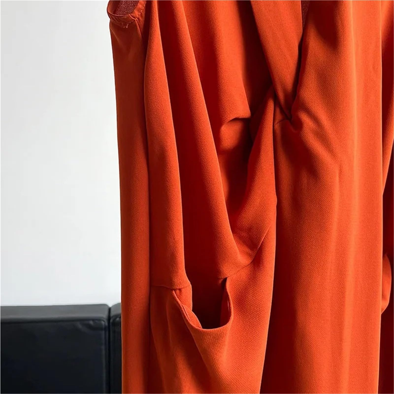 Vestido Sin Mangas Vestido Femenino sin Mangas con Temperamento de Color sólido, Escote en V Profundo, Pliegues, Vestido Largo Suelto Informal para la Mujer