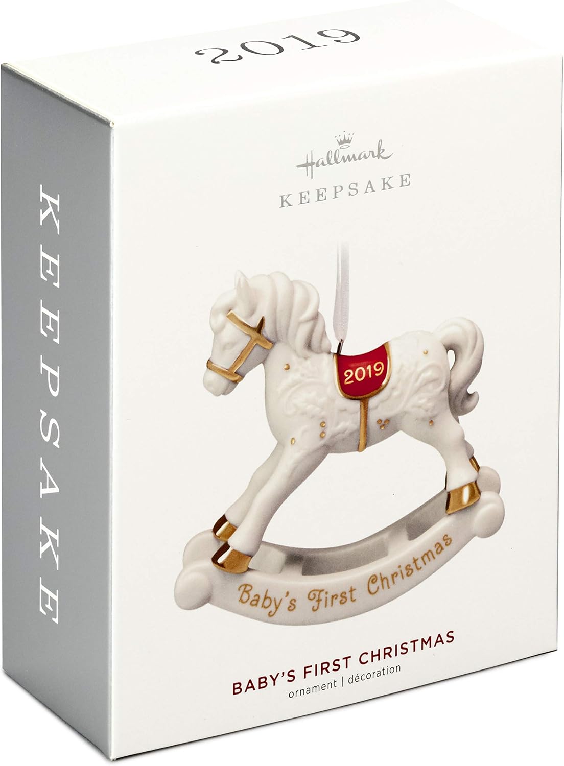 Hallmark Keepsake 1999QHX4019 Ornament 2019 Year Dated, Baby's First Christmas Rocking Horse Porcelain