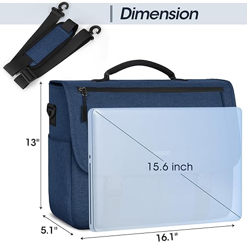 Miniatura 5 de RAINSMORE Bolsa tipo mensajero para hombre, bolsa de mensajero de 15.6 pulgadas, resistente al agua, bolsa casual para hombre, bolsa grande para