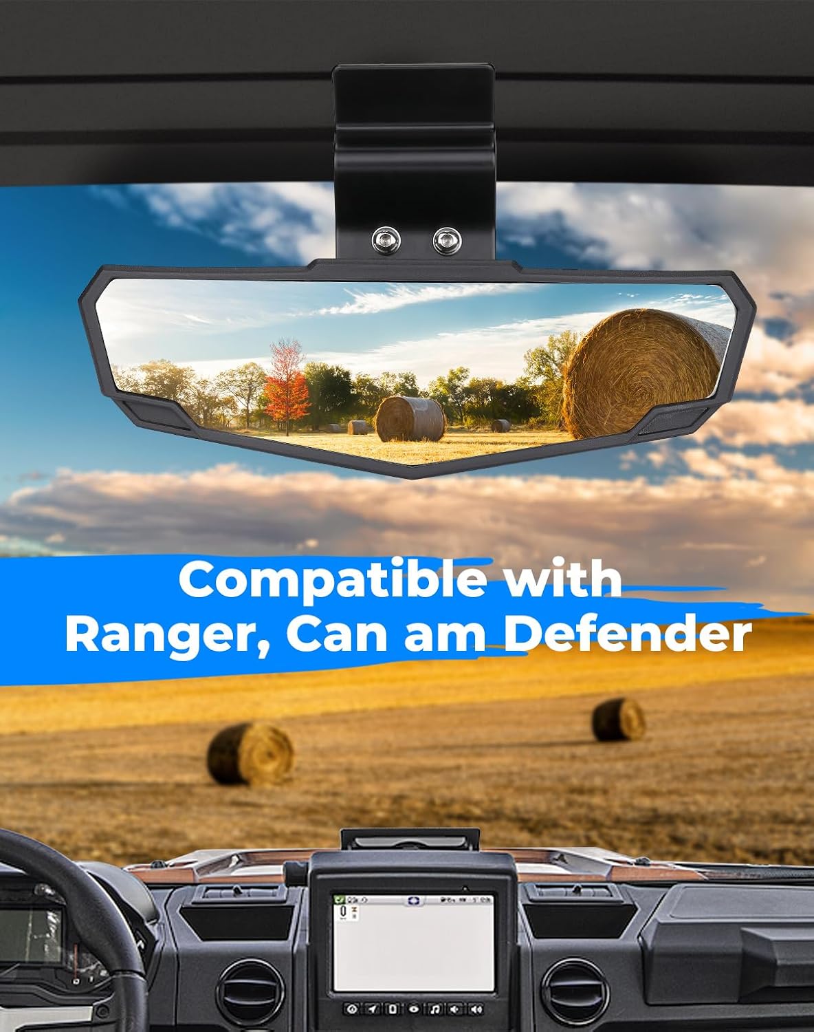 KEMIMOTO Rear View Mirrors, 360° Adjustment, Compatible with 2015-2026 Polaris Ranger 1000 900 570 XP SP Crew Midsize, Can am Defender HD8/9/10, 10.6-inch Wide View, Convex No-Vibration Accessories
