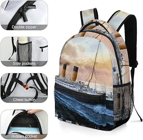 Miniatura 3 de Retro Titanic Famous Old Historic - Mochila para computadora portátil, bolsa de hombro de moda, mochila de viaje para hombres y mujeres, Color
