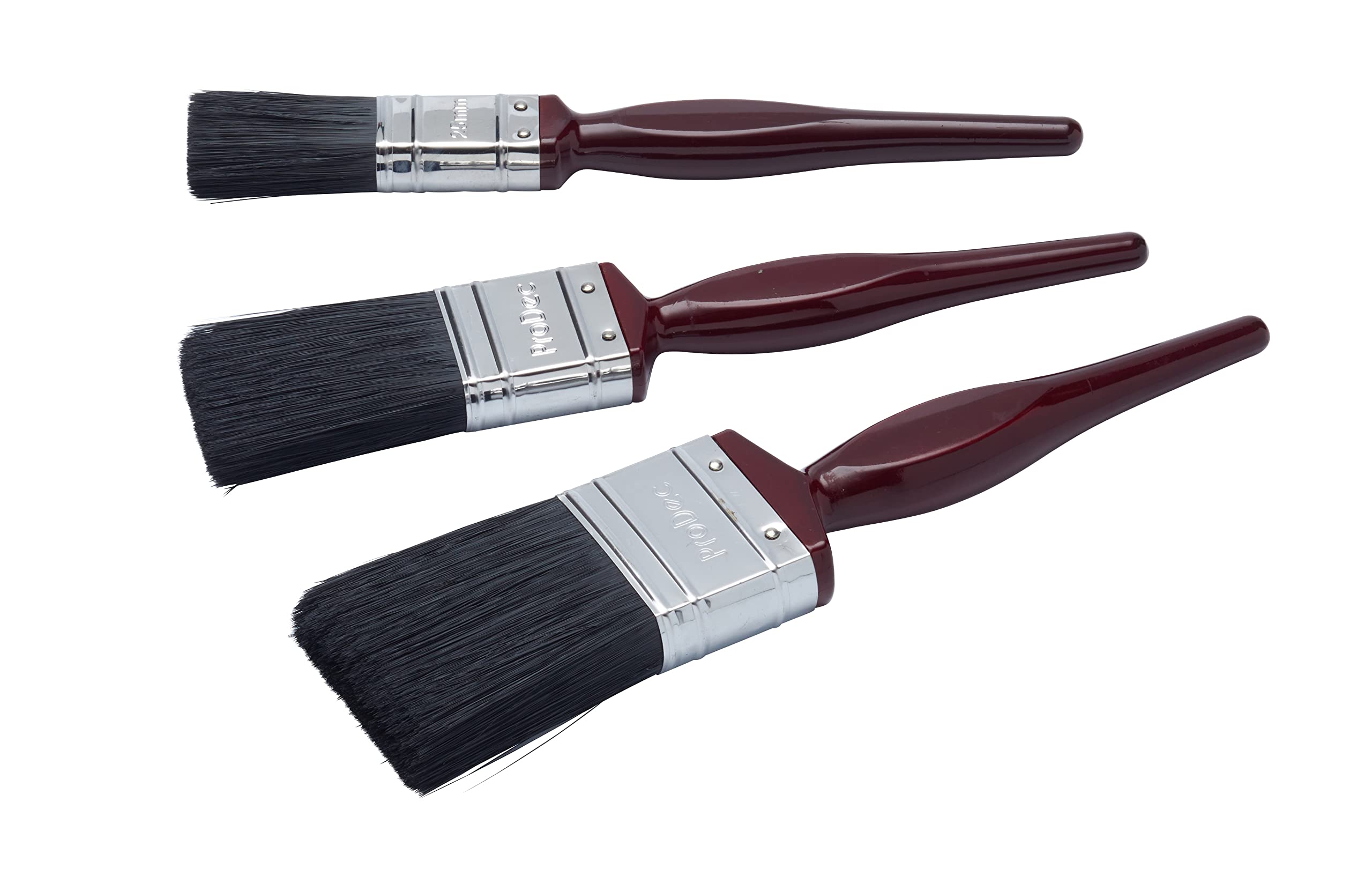 ProDec Contractor 3 piece All Purpose Mixed Bristle Paint Brush Set for a Smooth Finish Painting with Emulsion, Gloss, Satin Paints on Walls, Ceilings, Wood, Metal - Contains 1, 1.5, 2 inch Brushes