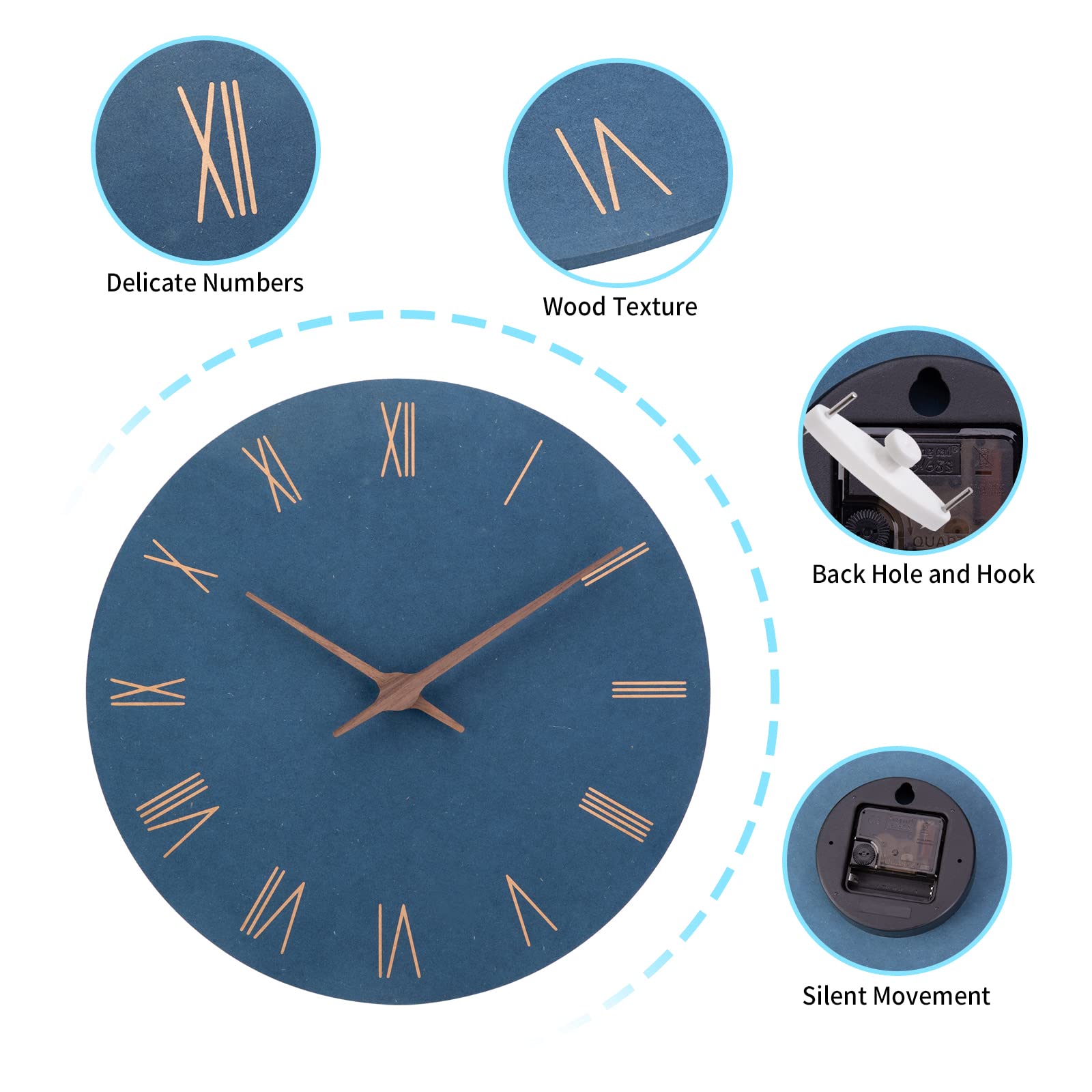 Horloge Murale Radio-pilotée PRIM Sandy - Plastique Blanc/marron - Diamètre 35 Cm - Synchronisation Automatique - Pour Cuisine, Salon