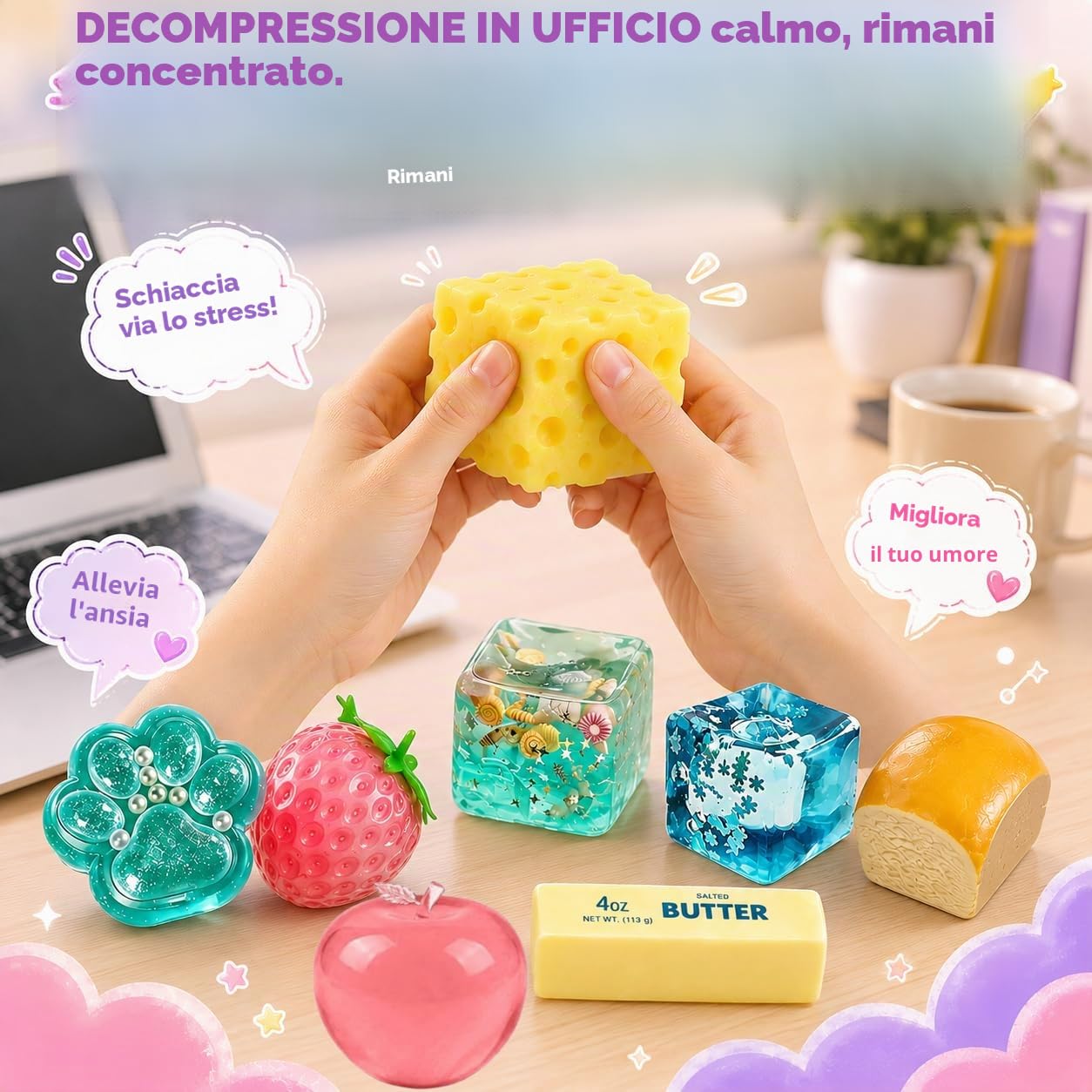 Mistery Box Squishy, 8 PCS Squishy Box Fun Set Cute Butter, Queso, Soffici dalla forma Realistica, a lenta risalita, Antistress, Morbide e carine, ideali come regalini per feste (#A)