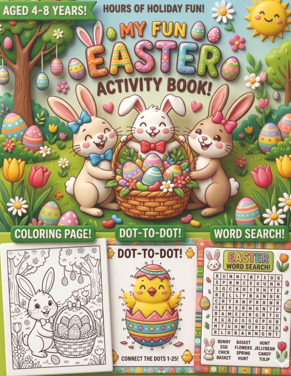 My Fun Easter Activity Book: Easter Stocking stuffers & Easter Baskets Activity Book for Kids Ages 4–8, Large 8.5x11”, 112 pages, 80+ puzzles, ... classrooms, and spring break activities.