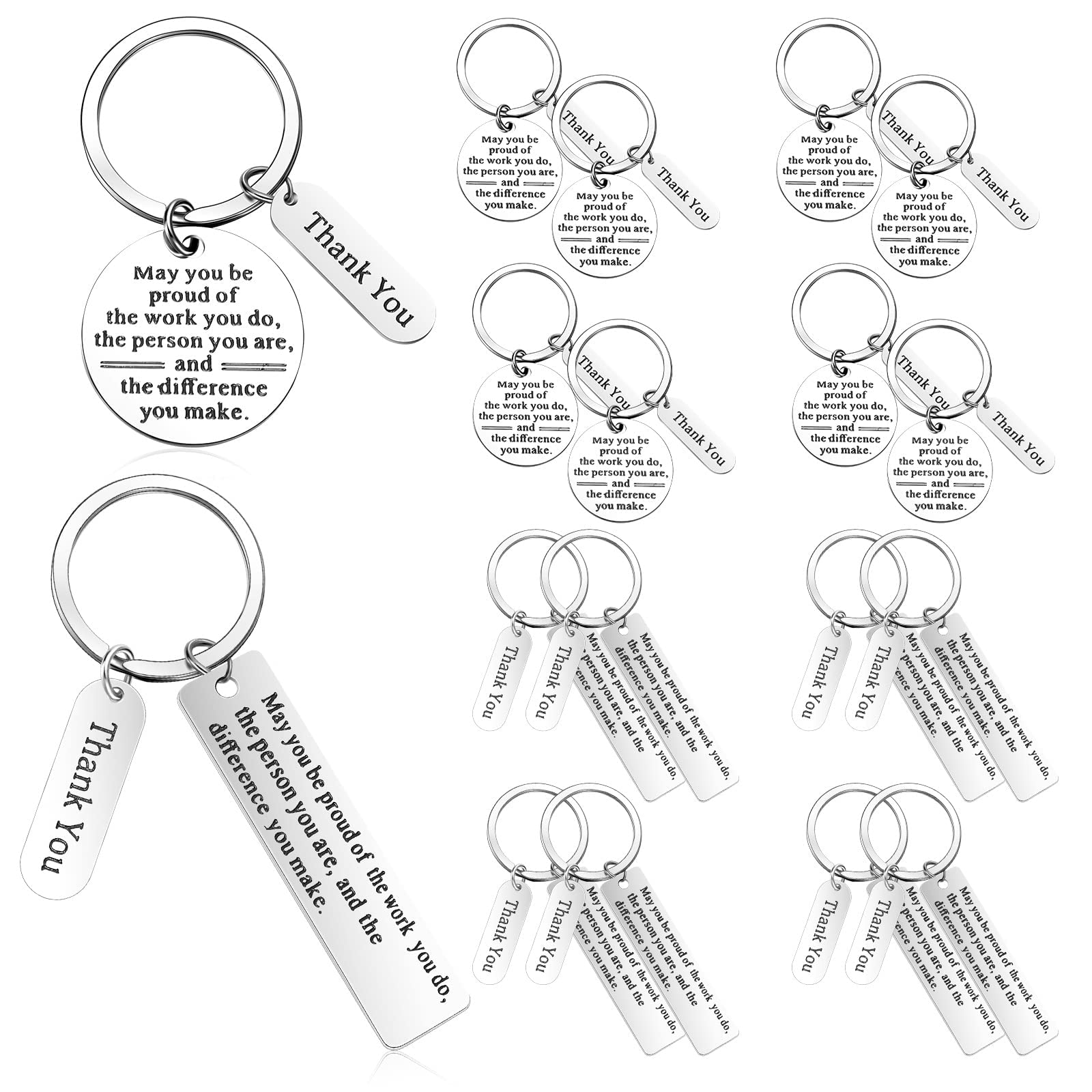 Excefore Employee Appreciation Gifts - Bulk Thank You Keychains for Office Christmas Favors (Silver,16 Pcs)