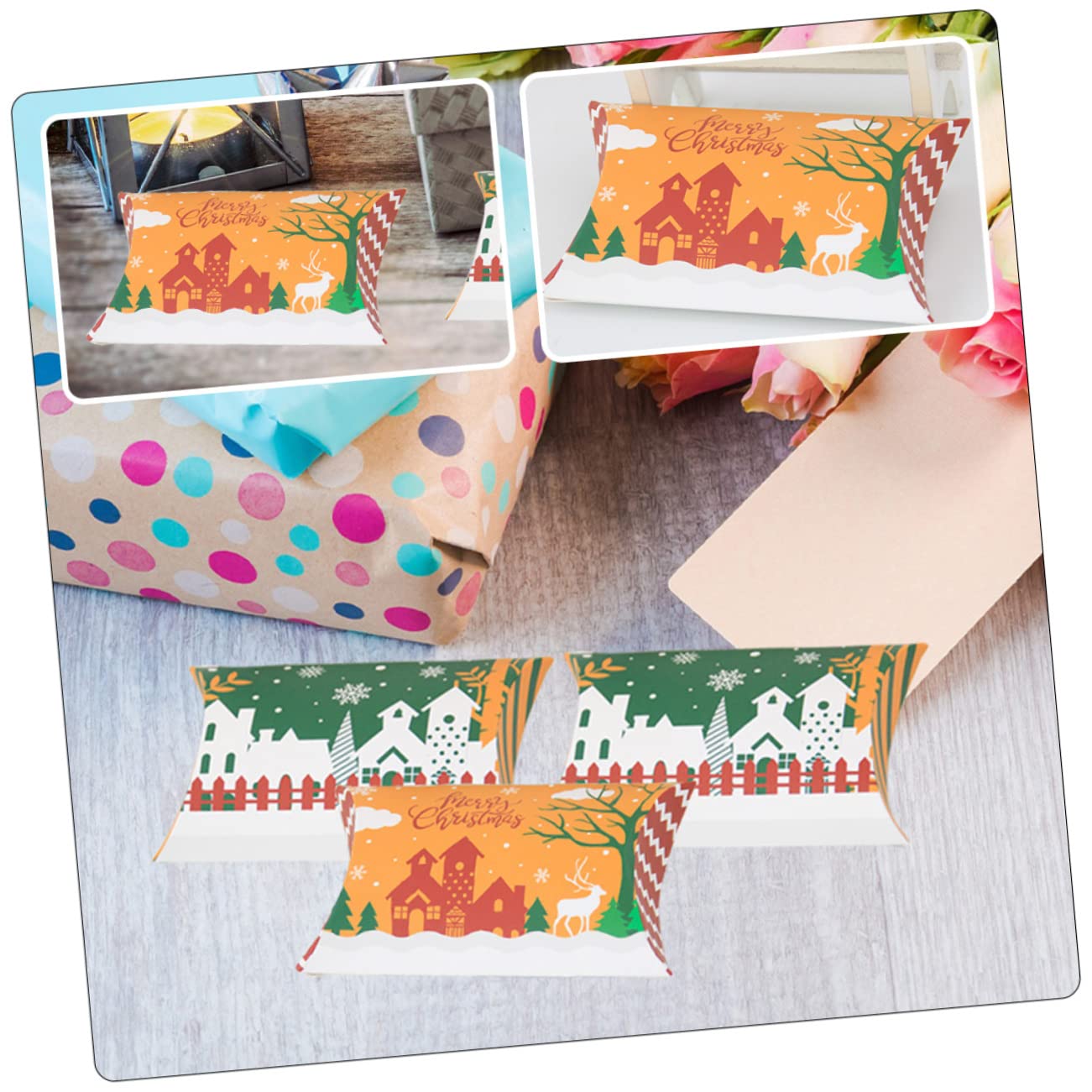 50pezzi Scatole Regalo Di Natale Scatole Di Caramelle Natalizie Di Carta Articoli Per Feste Porta Caramelle Regalo Creative