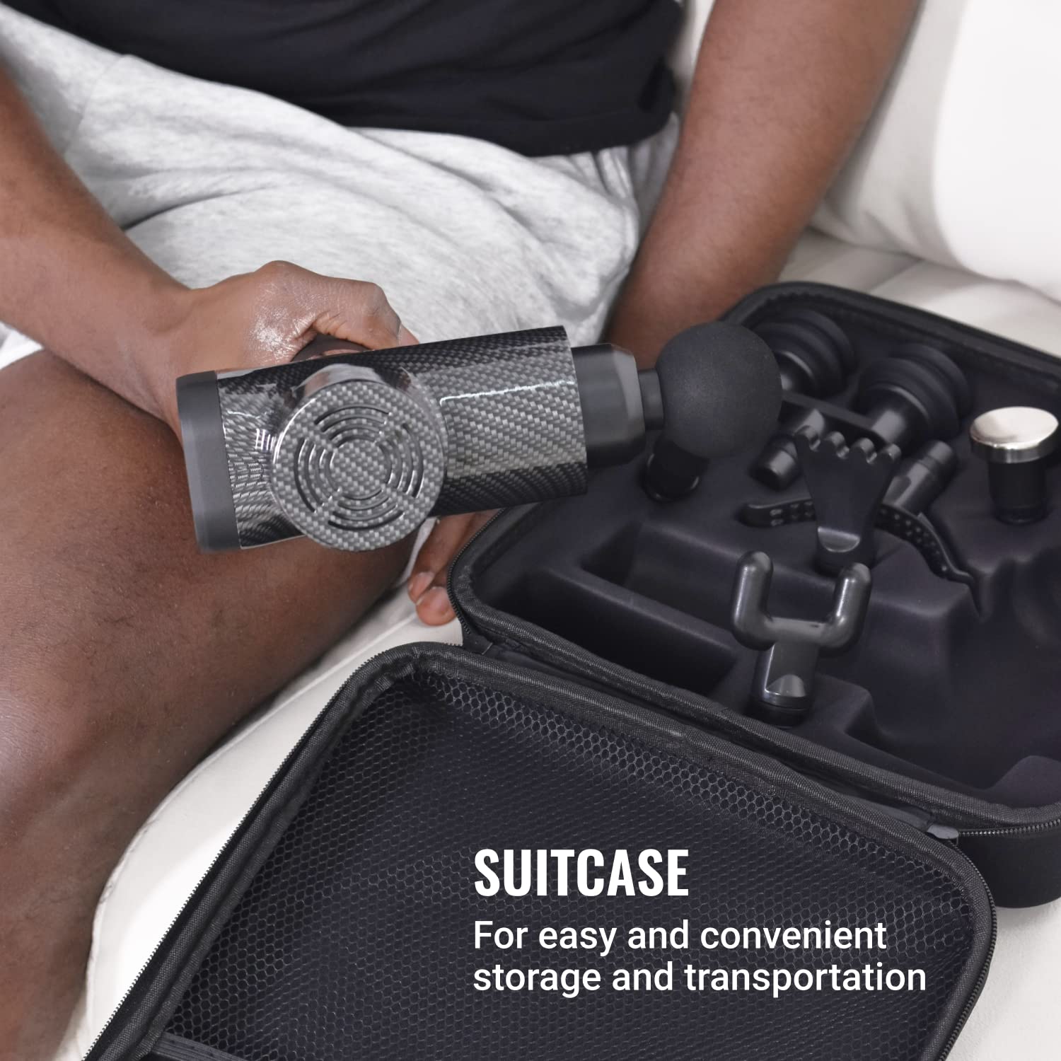 GESS Revolver Massagepistole, Tiefengewebe-Perkussionsmassagegerät zur Schmerzlinderung in Rücken, Nacken, Schultern und Beinen, mit 9 Aufsätzen, tragbar, ideal für Sportler und zur Muskelregeneration