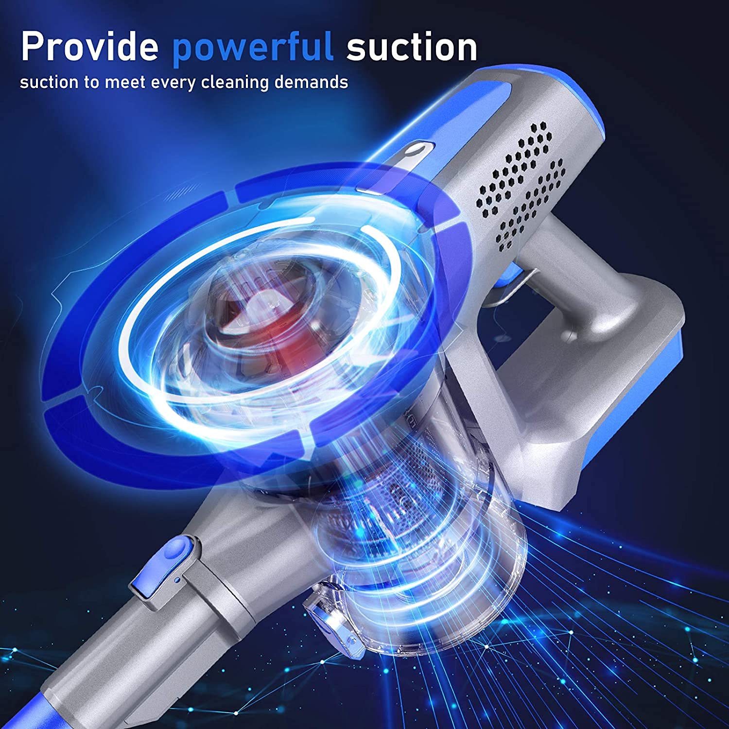 Cordless Vacuum Cleaner, 4 in 1 Stick Vacuum Cleaner with LCD Touch