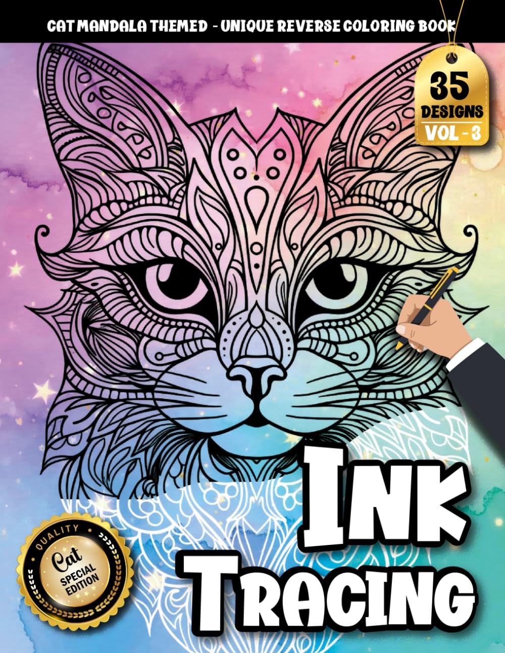 Ink Tracing Book For Adults: Unwind with Cat Mandala Tracing Designs for Stress Relief and Mental Clarity