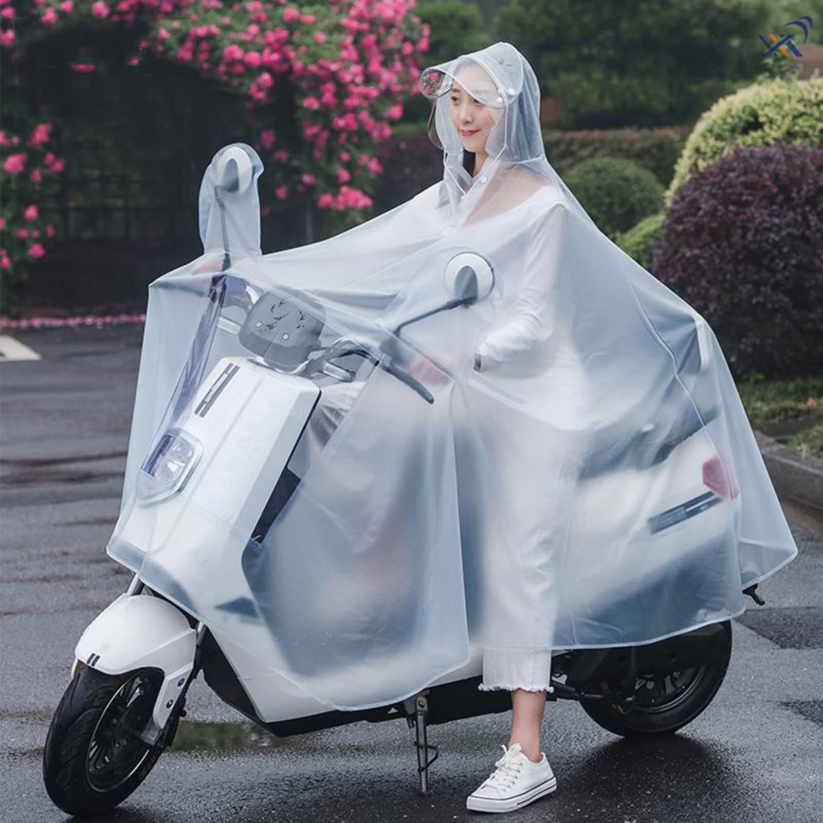 Chubasquero para bicicleta eléctrica, reutilizable, con capucha, poncho, chaqueta de PVC transparente, capas para adultos, ciclismo, moto, bicicleta, scooter móvil, cubierta con pantalla de lámpara,