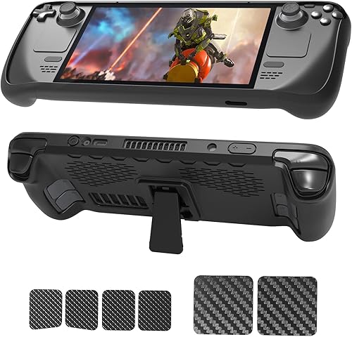 BECONNA Protective Case for Steam Deck,TPU Protective Cover with Full Protection, Shock-Absorption, Non-Slip,Anti-Scratch Design, 6 Button Stikers