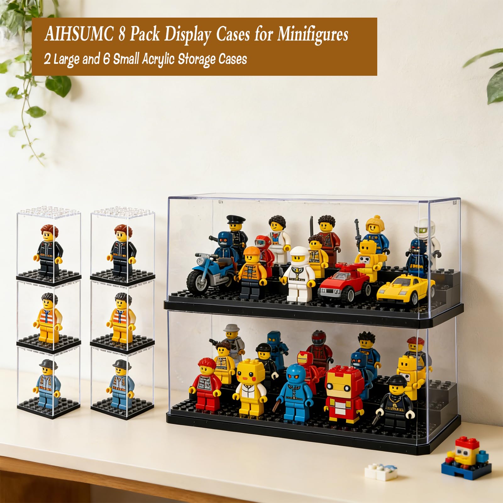 Amazon.co.jp: AIHSUMC ミニフィギュア用ディスプレイケース 8個パック