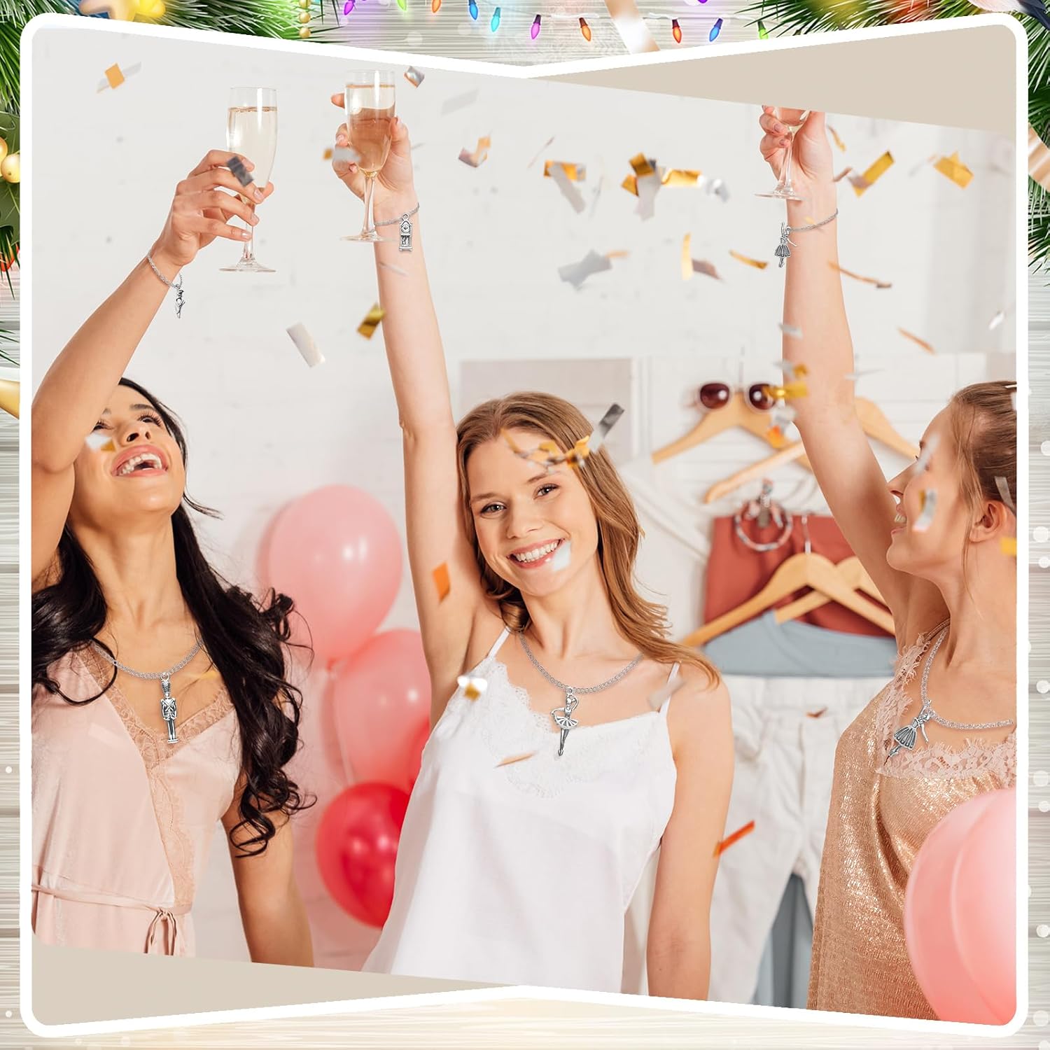 Tondiamo 36 Pcs Christmas Nutcracker Ballet Charms Bulk Antique Silver Charm Collection Artware Christmas Toe Shoe Xmas Tree Clock DIY Jewelry Accessories for Ballerina Dancer Wife Friends Women Girls - Image 6