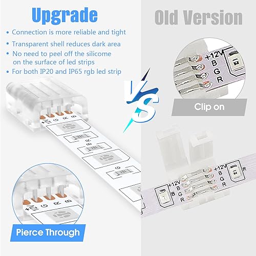 Miniatura 5 de Conectores de tira LED de 4 pines y tira al puente del controlador para 0.394 in de ancho 2835 5050 LED RGB tira de luz
