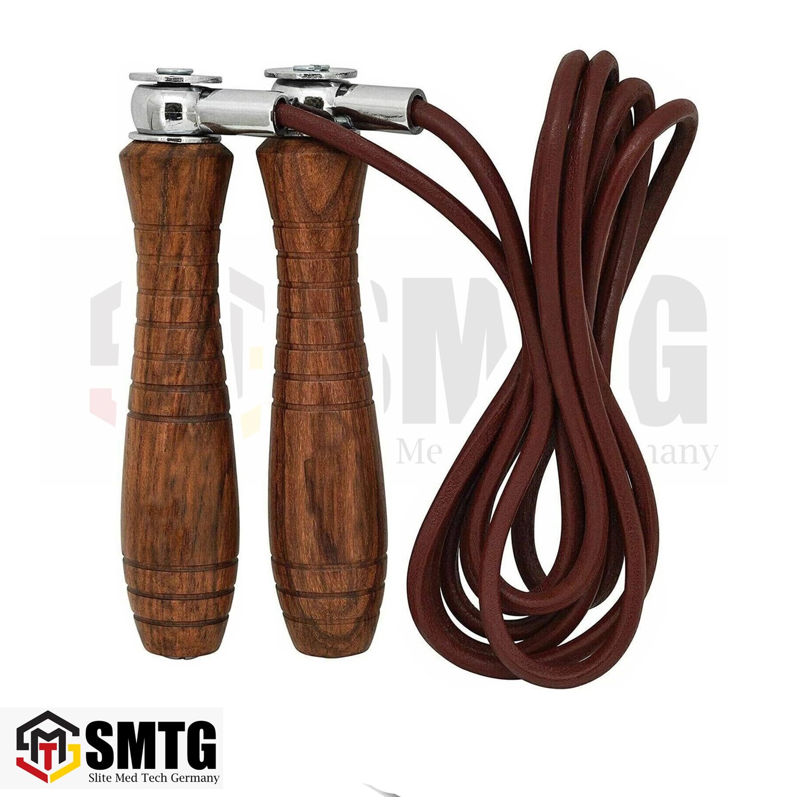 2er set Springseil aus Echtleder mit Ergonomischen Holzgriffen & Kugellager – Einstellbare Länge, Profi Speed Rope für Boxen, Fitness, Crossfit, MMA, Ausdauer- & Heimtraining