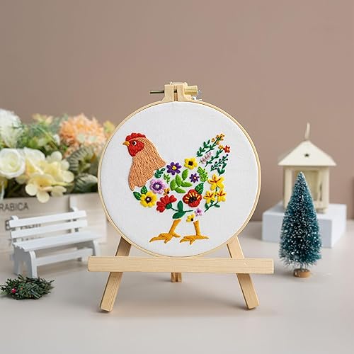 Miniatura 18 de Louise Maelys Kits de bordado cardenal para principiantes con patrón de flor de pájaro, kit de punto de cruz para adultos, kit de punto de cruz