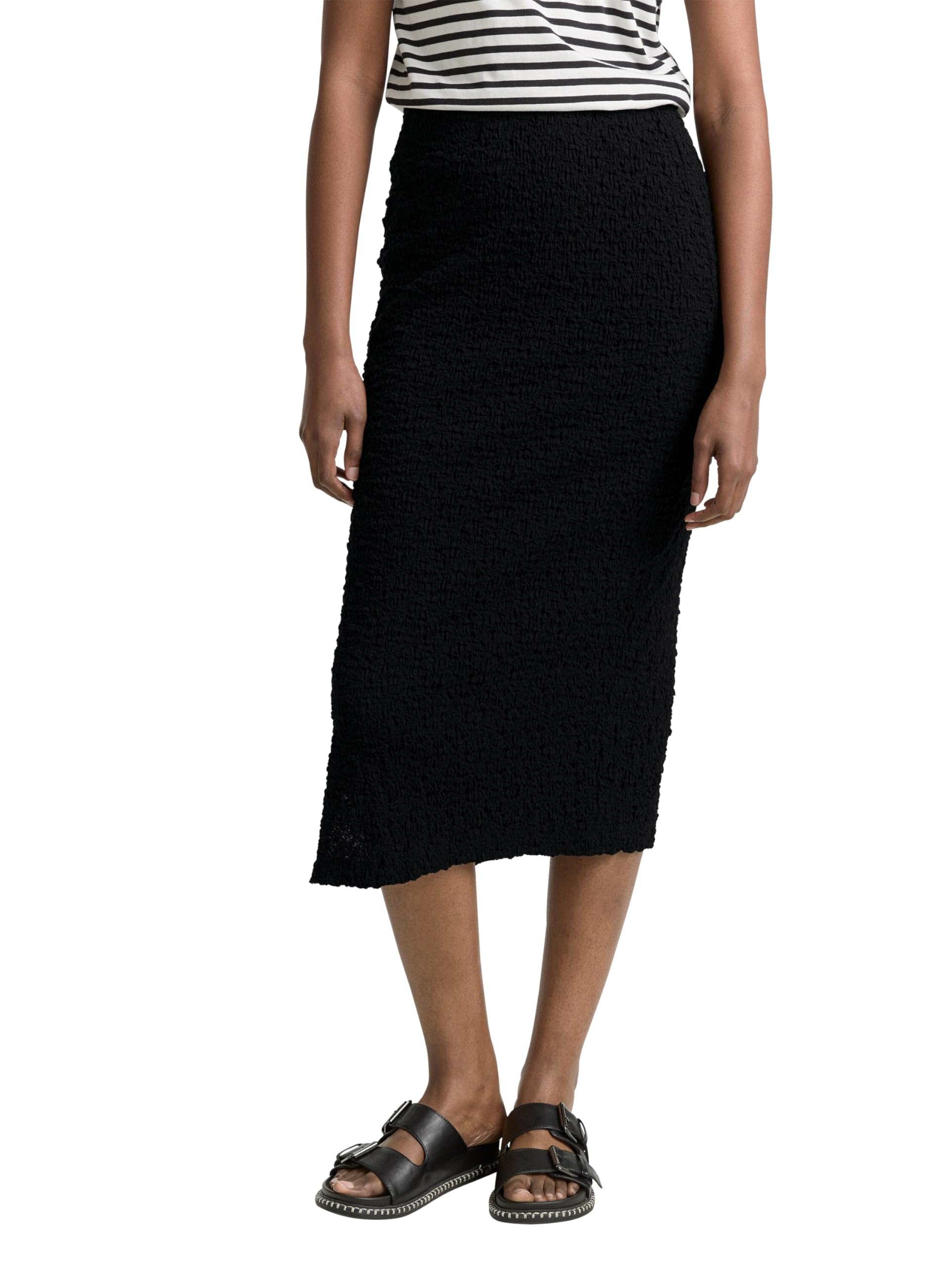 TOM TAILOR Denim Damen Crinkle Midi-Rock