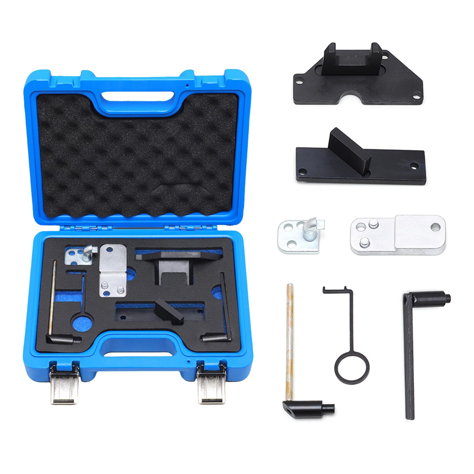 Kit Outils Calage Distribution Moteur, Outil Courroie de Distribution – Compatible Citroën, Peugeot, Opel 1.2 VTi/GDI PureTech Essence – Kit Blocage Arbre à Cames 7 pcs avec Insert Atelier (A)