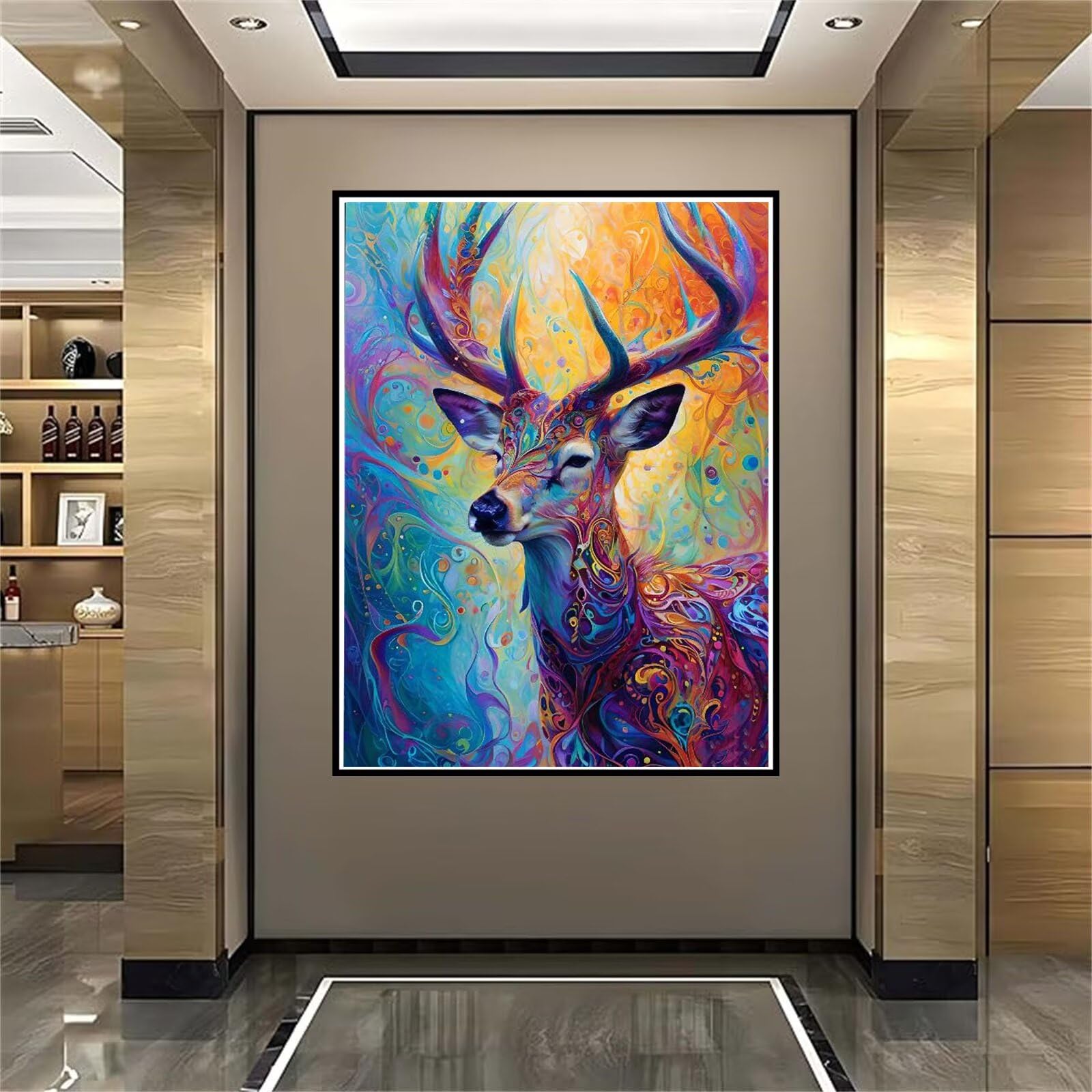Kit De Diamond Painting Grand Format 30x80 Cm - Motif Cerf - Strass 5D à Coller - Loisir Créatif Anti-stress