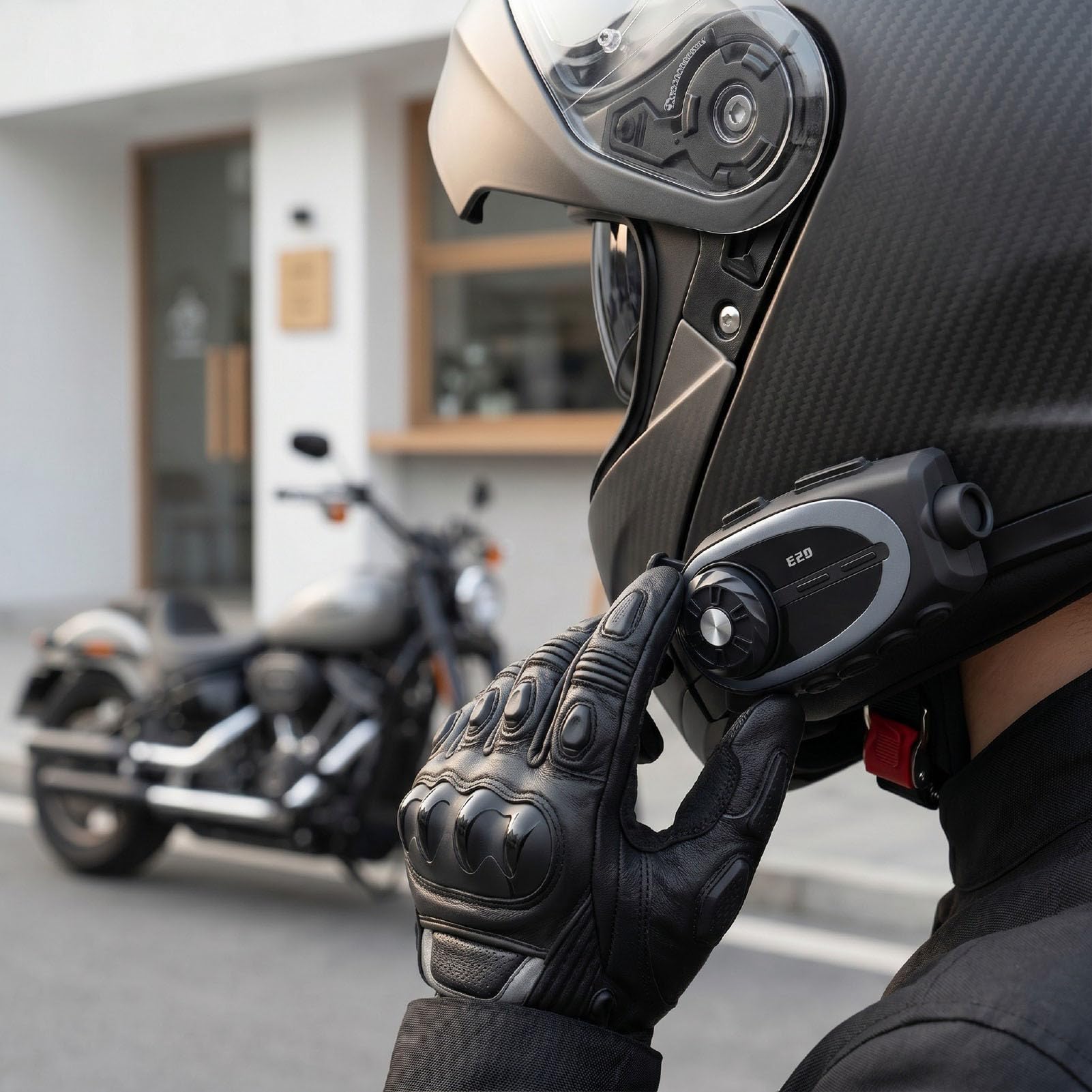 Auricolare per Casco Moto Bluetooth, Fotocamera 1080P con Cancellazione del Rumore IPX6 Impermeabile con Altoparlanti Microfono per Casco Moto