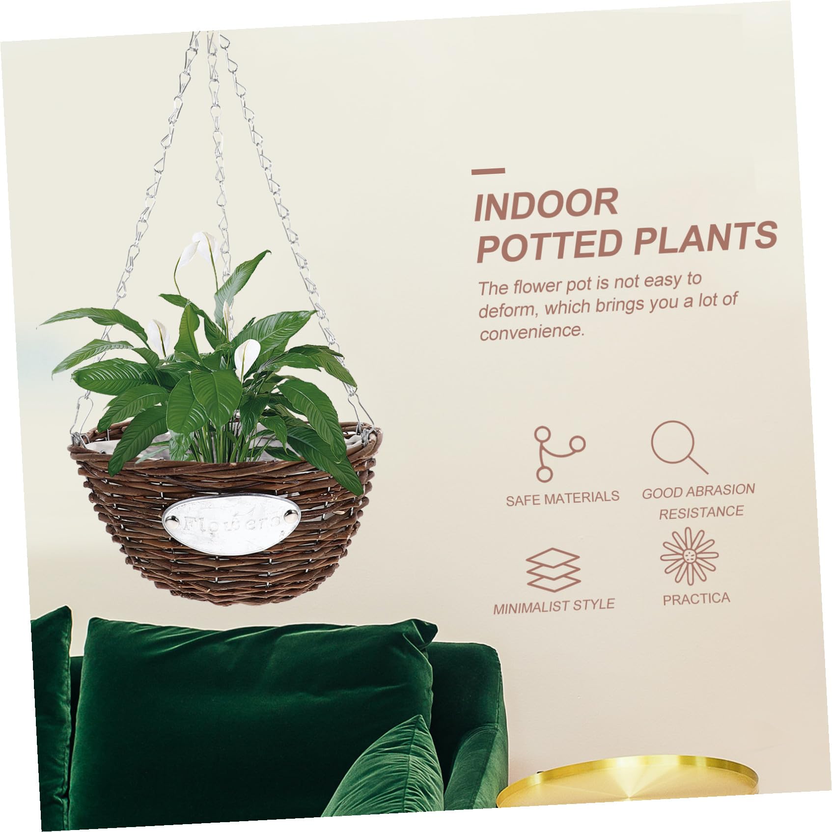KICHOUSE Vasi Sospesi in Rattan e Salice 2 Pezzi, Cesti Appesi Medi 25 CM per Piante da Interno e Balcone, Fioriere Intrecciate per Casa e Giardino