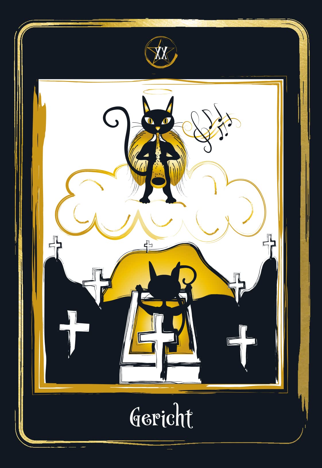 Golden Black Cat Tarot - Hochwertige Stülpdeckelschachtel mit Goldfolie: 78 Karten mit Golddruck und Booklet: 96 Seiten (Katzen Tarot, Tier Tarot)
