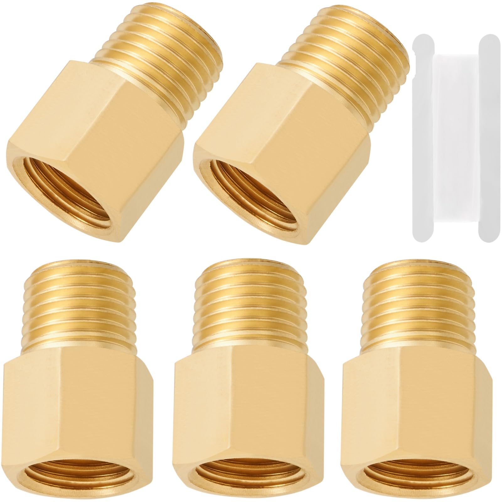 Brass Pipe Fitting,1/4 Inch NPT Male to 1/4 Inch NPT Female Brass Pipe Hose Tube Fitting 1/4'' Male NPT to 1/4'' Female NPT Reducer Adapter 5pcs (1/4 npt male x 1/4 npt female)