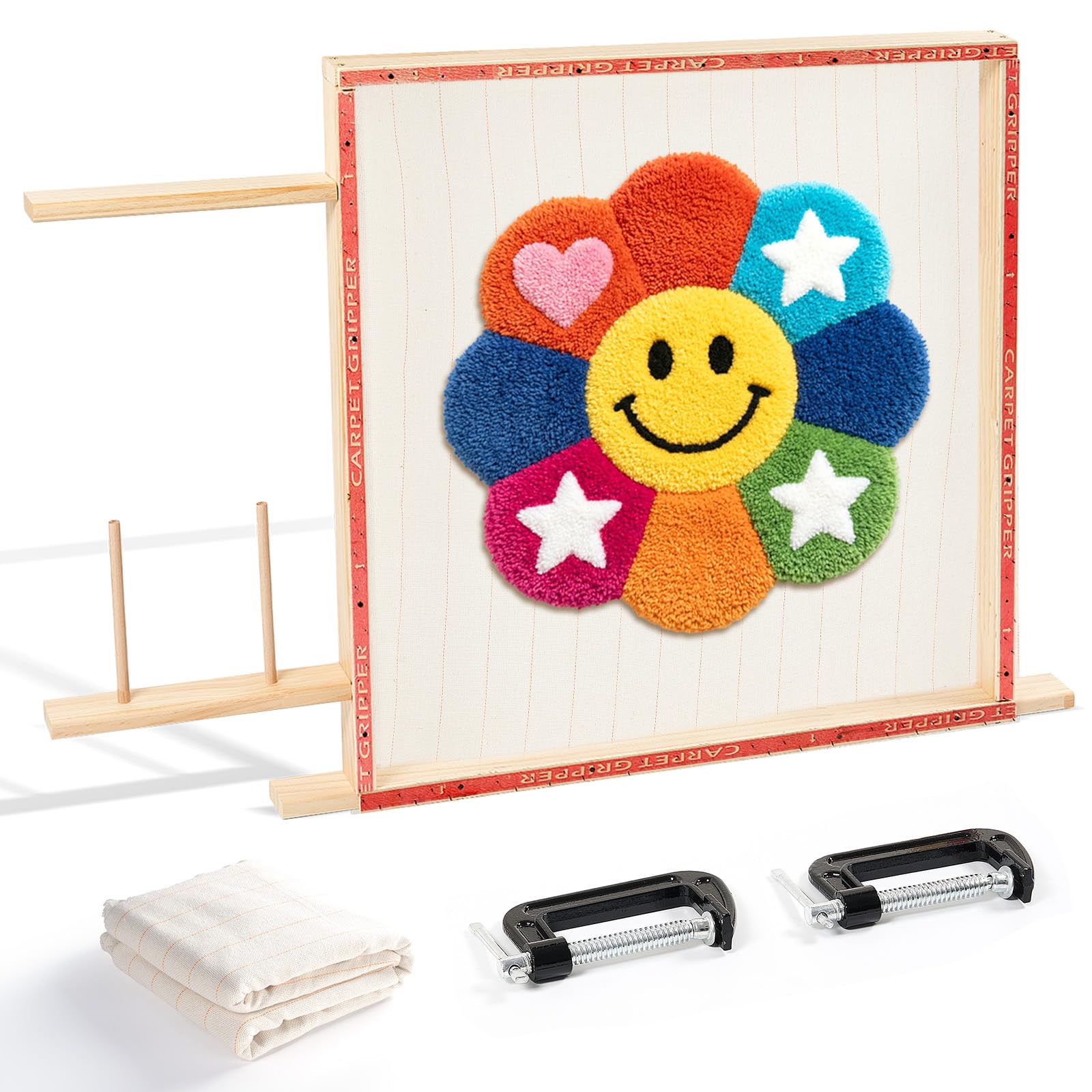 BESGEER Cornice Tappeti di Legno da 75cm x 75cm(29,5 x 29,5") Strumenti per la Realizzazione di Tappeti con Pistola Tufting