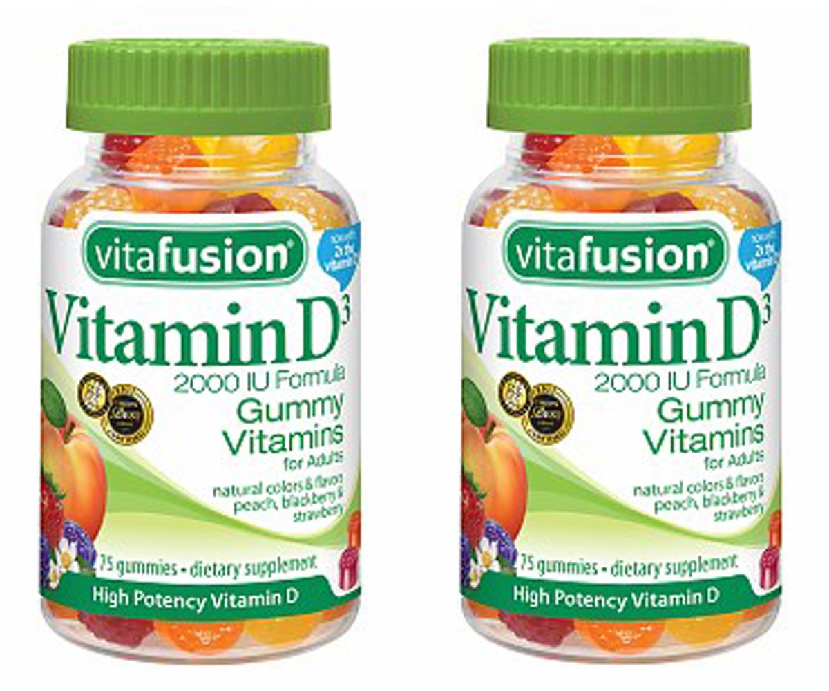 VitaFusion Vitamin D3 2,000 IU Gummy Vitamins for Adults - 2 Bottles, 275 Gummies Each