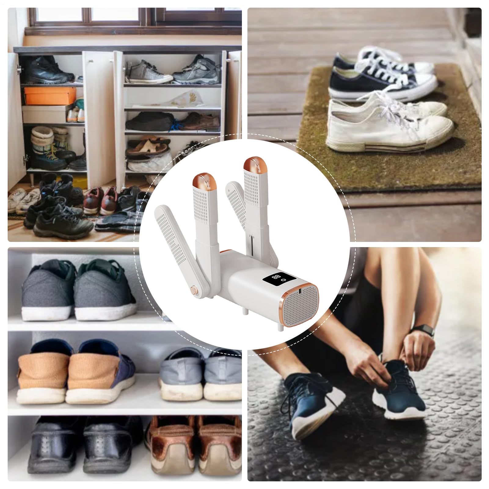 Generisch Secador de zapatos, 4 orificios secos, equipo de eliminación de | olores, calentador de zapatos eléctrico, desodorante, para zapatillas de deporte, guantes, interiores y exteriores