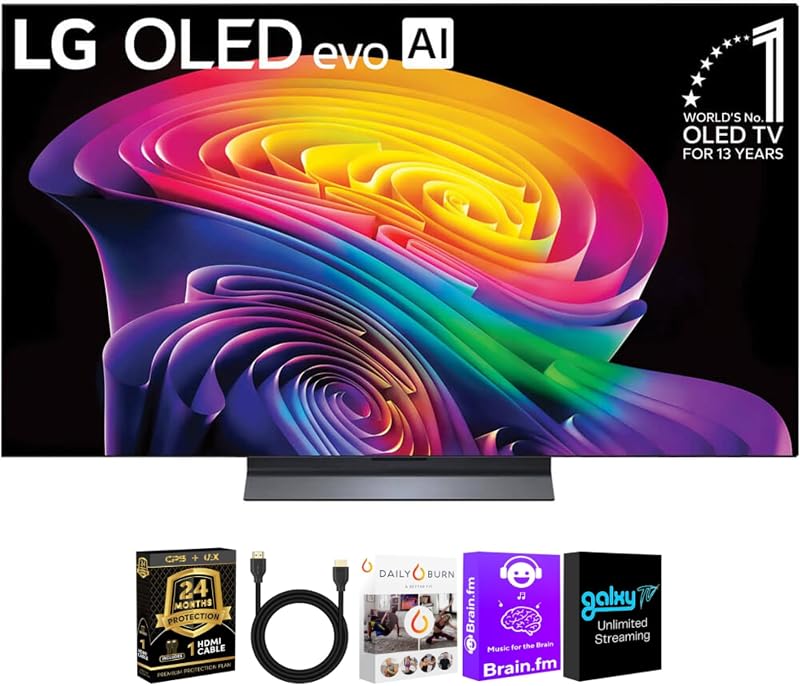 LG 65" C6 OLED evo AI 4K Smart TV Bundle with HDMI & 24M CPS | 65" OLED evo AI 4K TV Bundle with HDMI Cable, Streaming Bundle & 24-Month CPS Protection Plan.