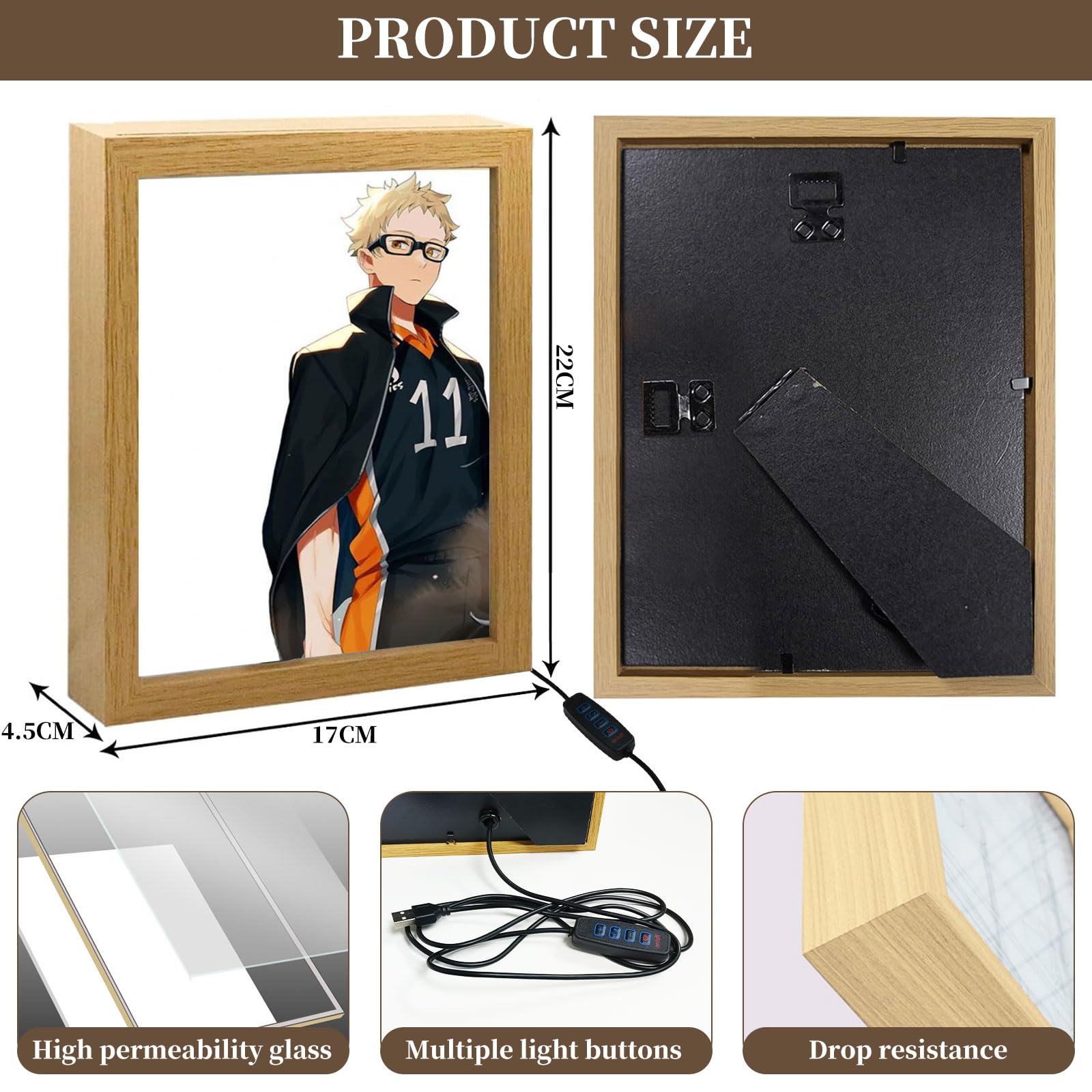 MeYuxg Haikyuu Anime Cornice Illuminata, Scatola LED Anime, Cornici LED Creative, Lampada Giapponese per Soggiorni, Camere da Letto, Caffè e Camerette per Bambini (10)